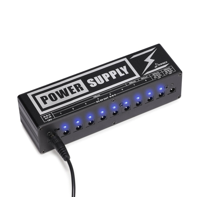 Donner DP-2 Guitar Pedal Power Supply 10 DC Output for 9V/12V/18V Effect Pedals - Donner music- UK