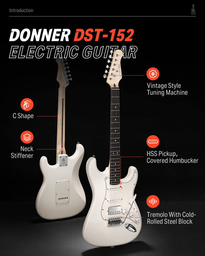Donner DST-152 guitarra eléctrica de tamaño completo de 39 pulgadas