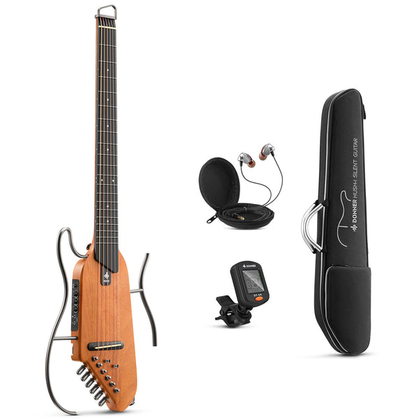 Donner HUSH-I Kit de guitarra acústica-eléctrica para viajar y practicar en silencio