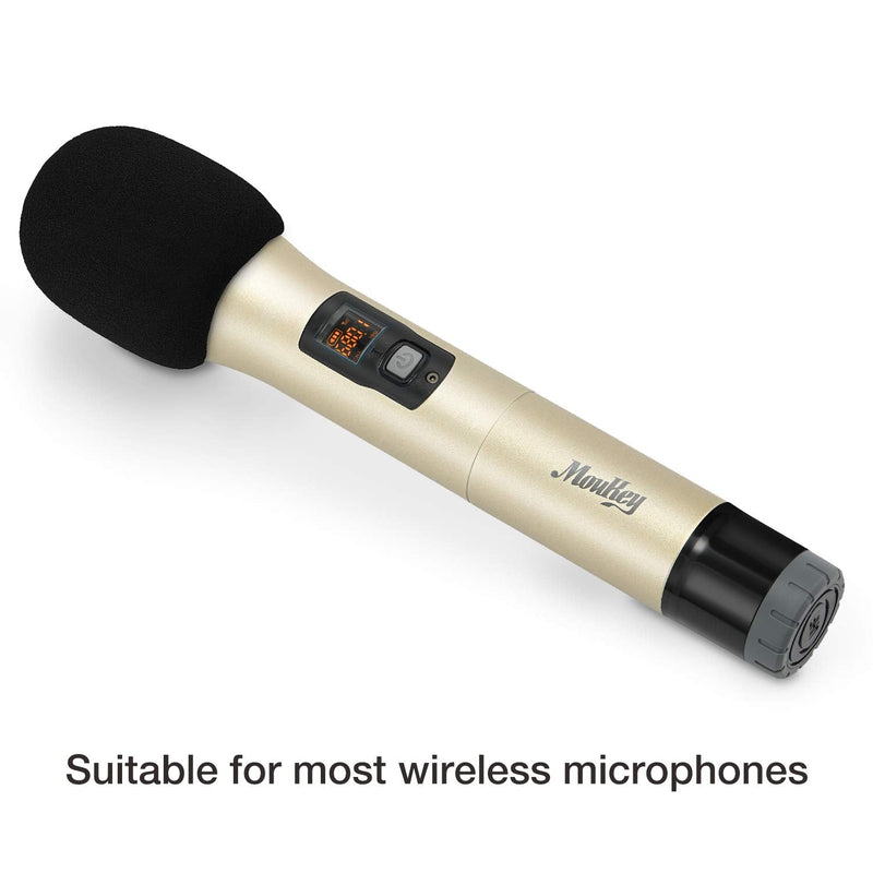 Moukey Microphone Mic Covers Foam Handheld Mic Windscreen, Black Top Grade 6 Pack