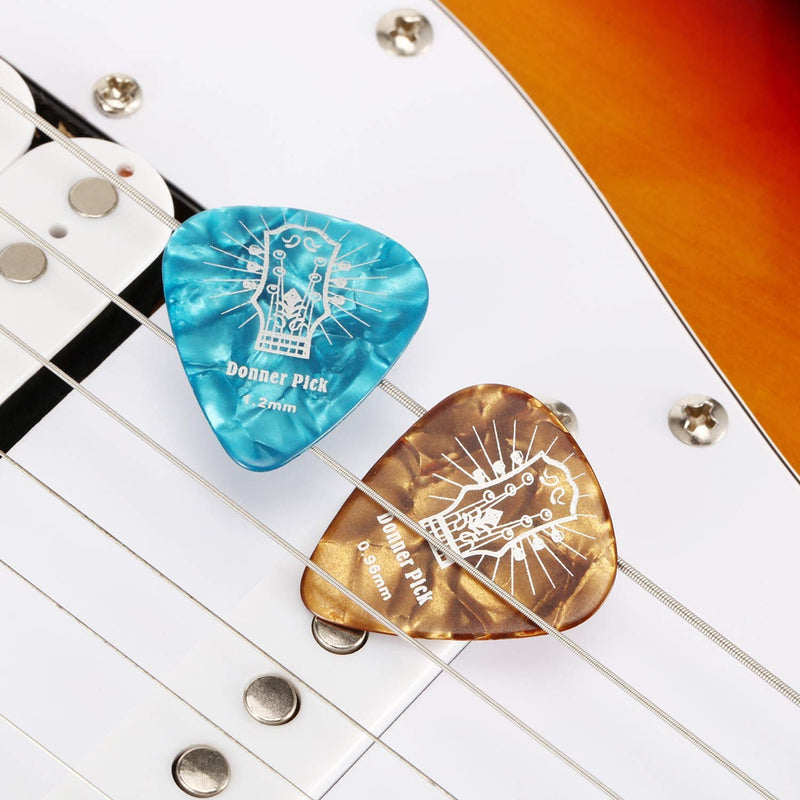 Donner 48 Pack Celluloid Guitar Picks, Includes Thin, Medium, Heavy & Extra Heavy Gauges for Bass Electric Acoustic Guitars - Donner music- UK