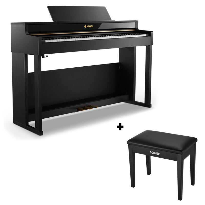 Donner DDP-400 88 Piano digital de acción de martillo progresivo con teclas ponderadas con soporte para muebles y 3 pedales para profesionales